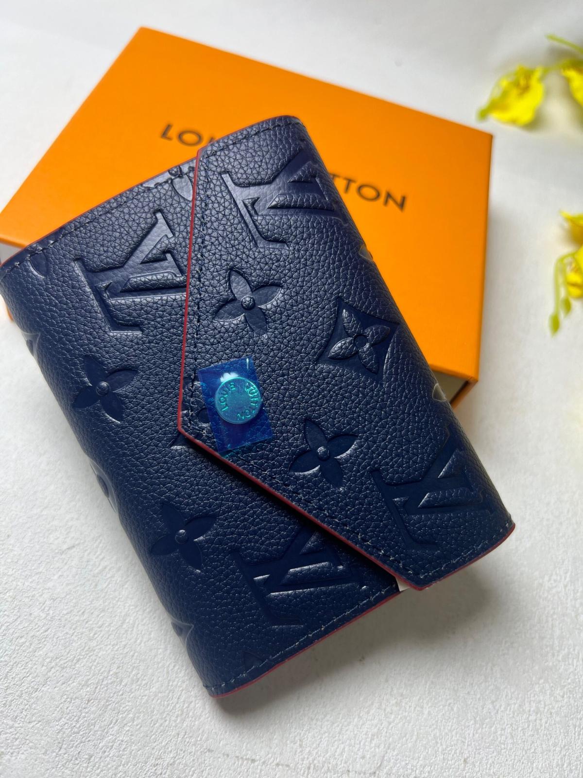 Louis Vuitton Victorine Wallet Monogram Empreinte Navy Blue/ Red For Women, Women's Wallets 4.7in/12cm LV M64577