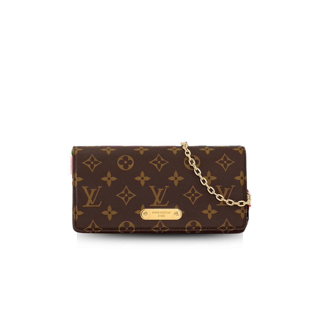 Portefeuille Louis Vuitton sur chaîne Lily Brown pour femmes 8,1in/20,7cm M82509 -