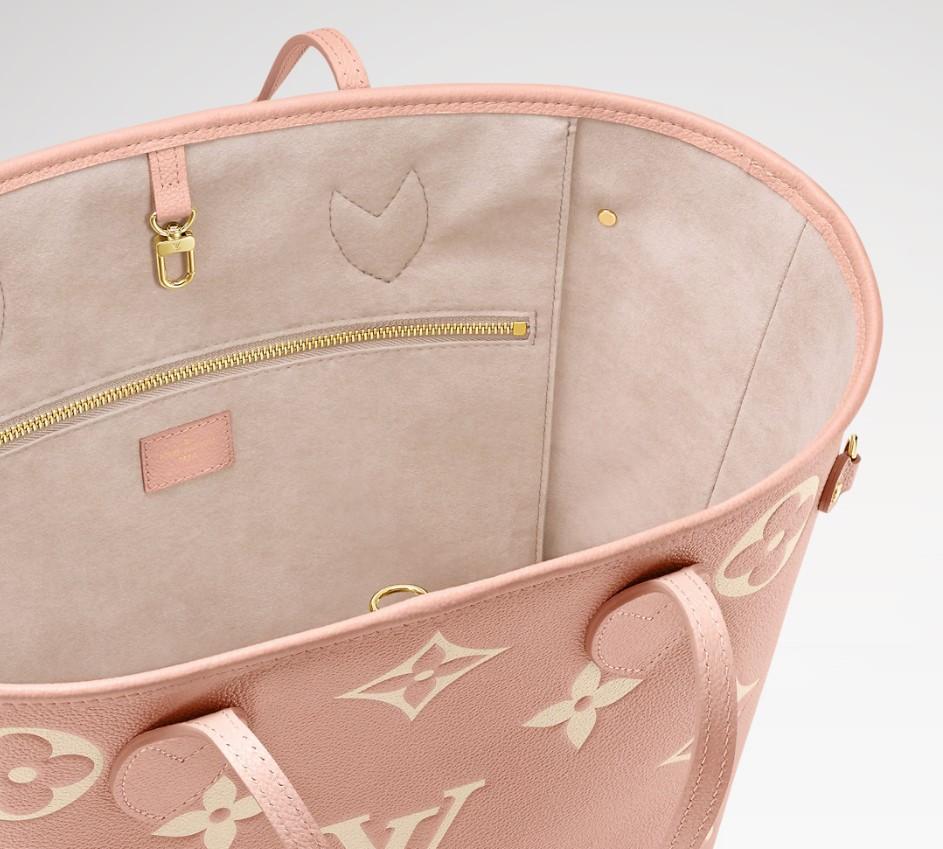 Louis Vuitton Neverfull MM Tote Bag 12.2in/ 31cm Pink Monogram Empreinte Gold Hardware For Women M46329