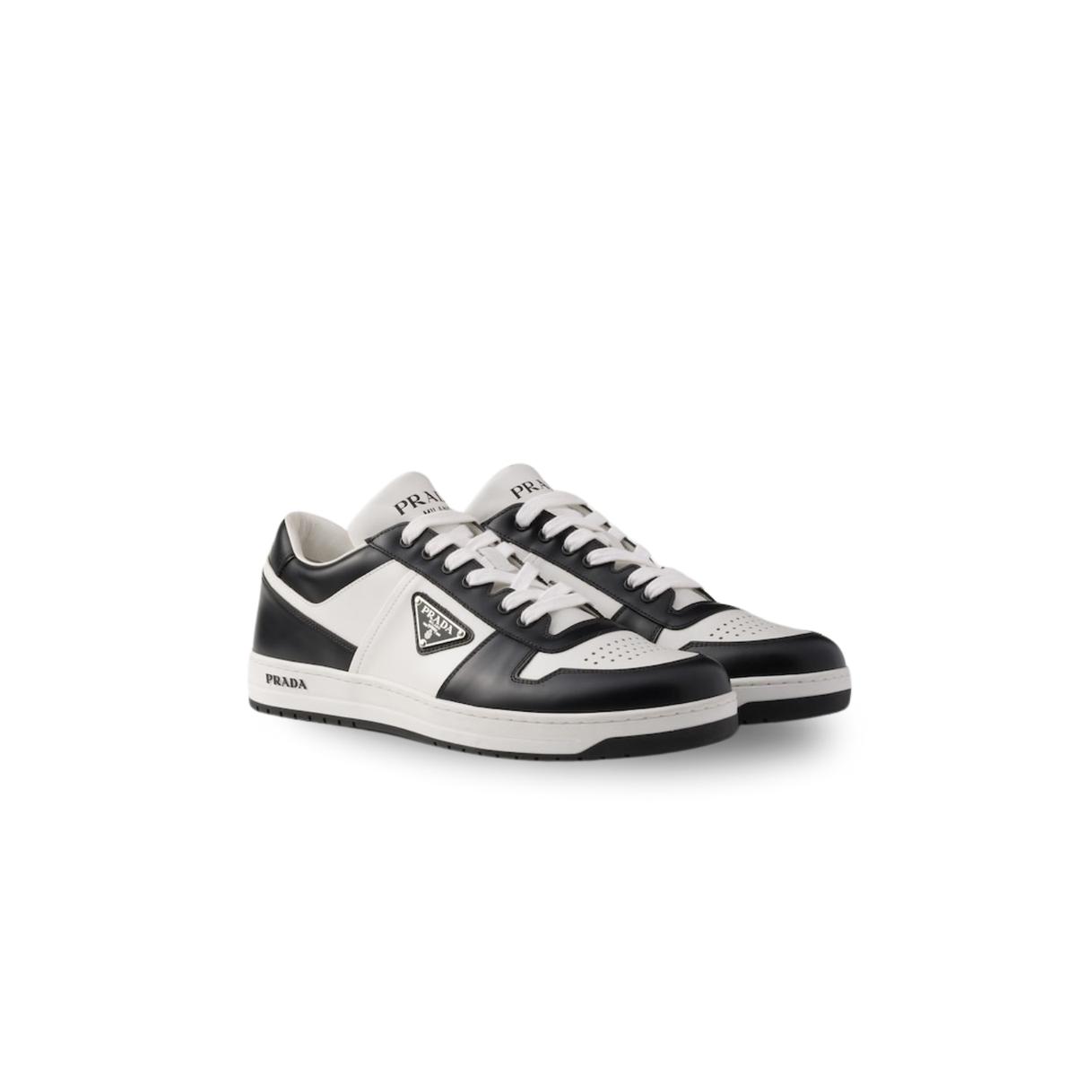Sneakers en cuir Prada Centre-ville Blanc/Noir pour hommes 2EE364 3LKG F0T8F F D001