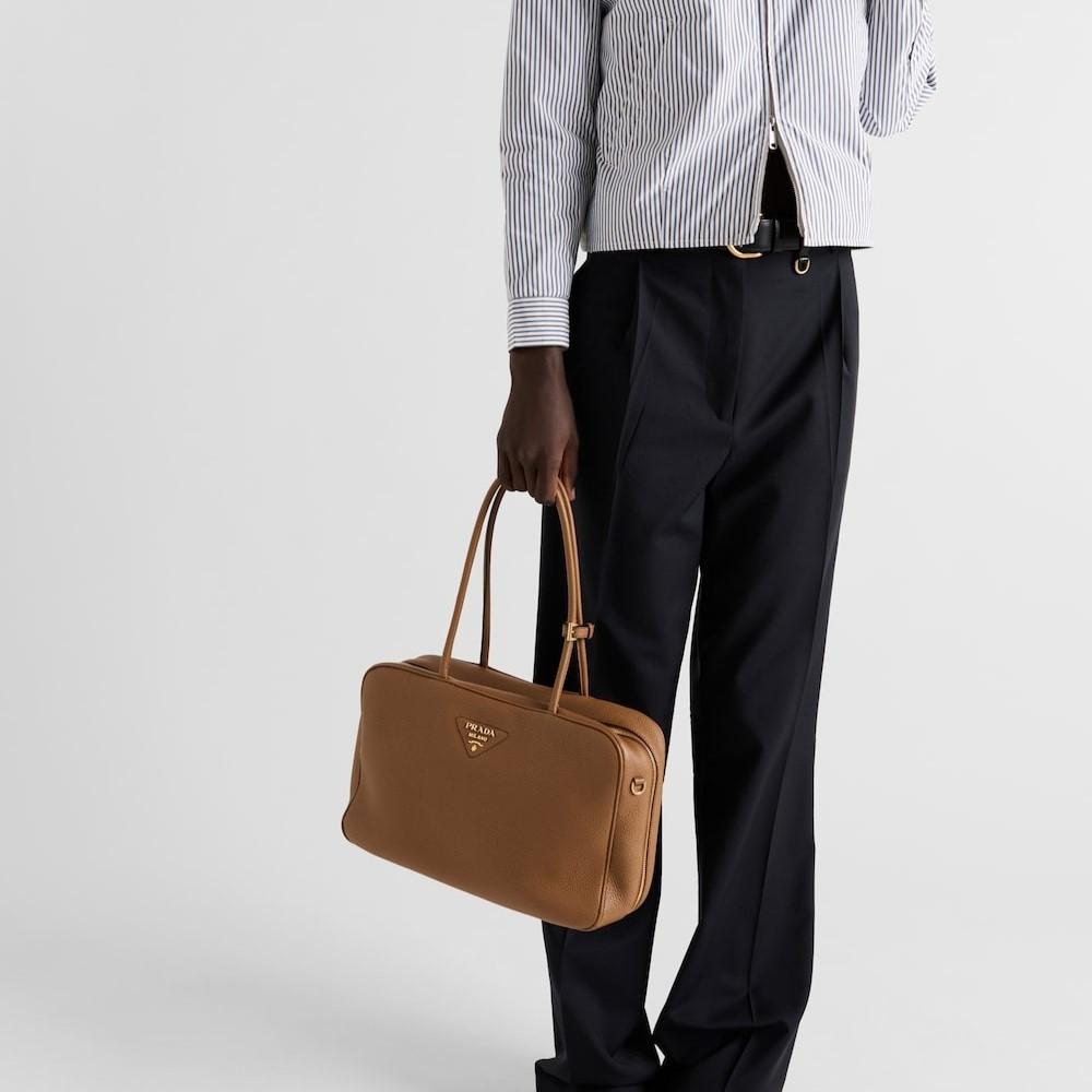 Sac en cuir grand Prada caramel pour homme 13.4in/34cm 1BB128 2DKV F03V8 V ONO