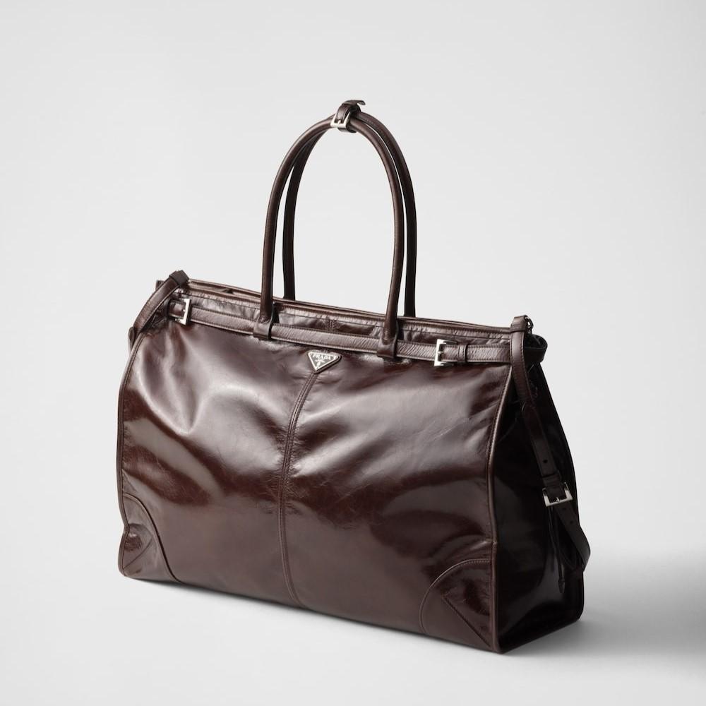 Prada Bonnie sac en cuir brun foncé pour les hommes 19.7in/50cm 2VG128 2CYR F01D6 V OOO