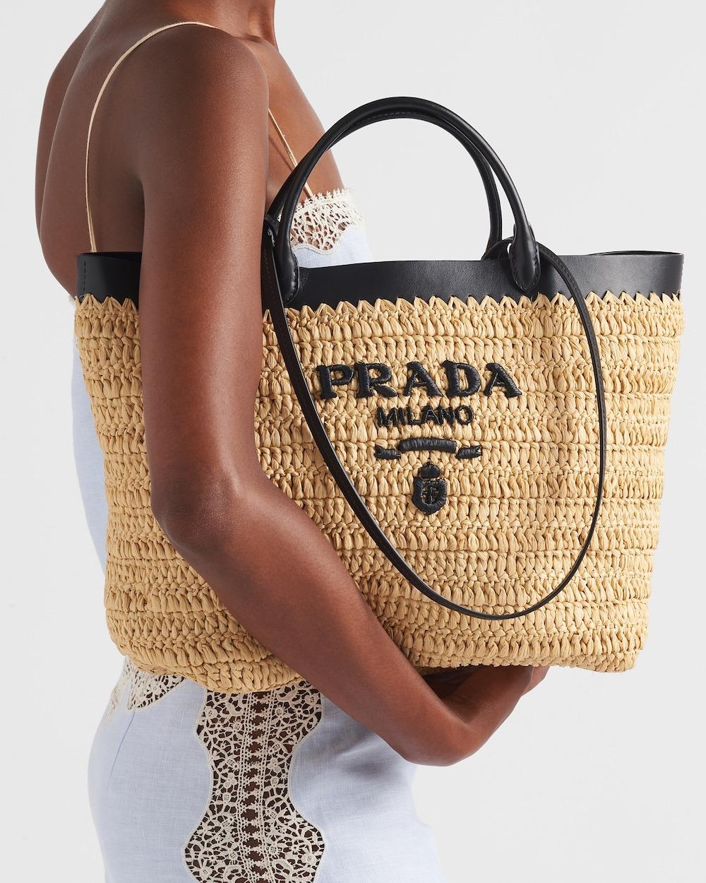 Prada moyen au crochet sac de pied Tan pour les femmes 29cm/11in