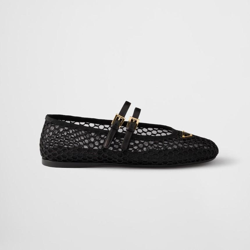 Ballerines de tissu Prada Mesh noir pour femmes 1F915N 099 F0002 F 005
