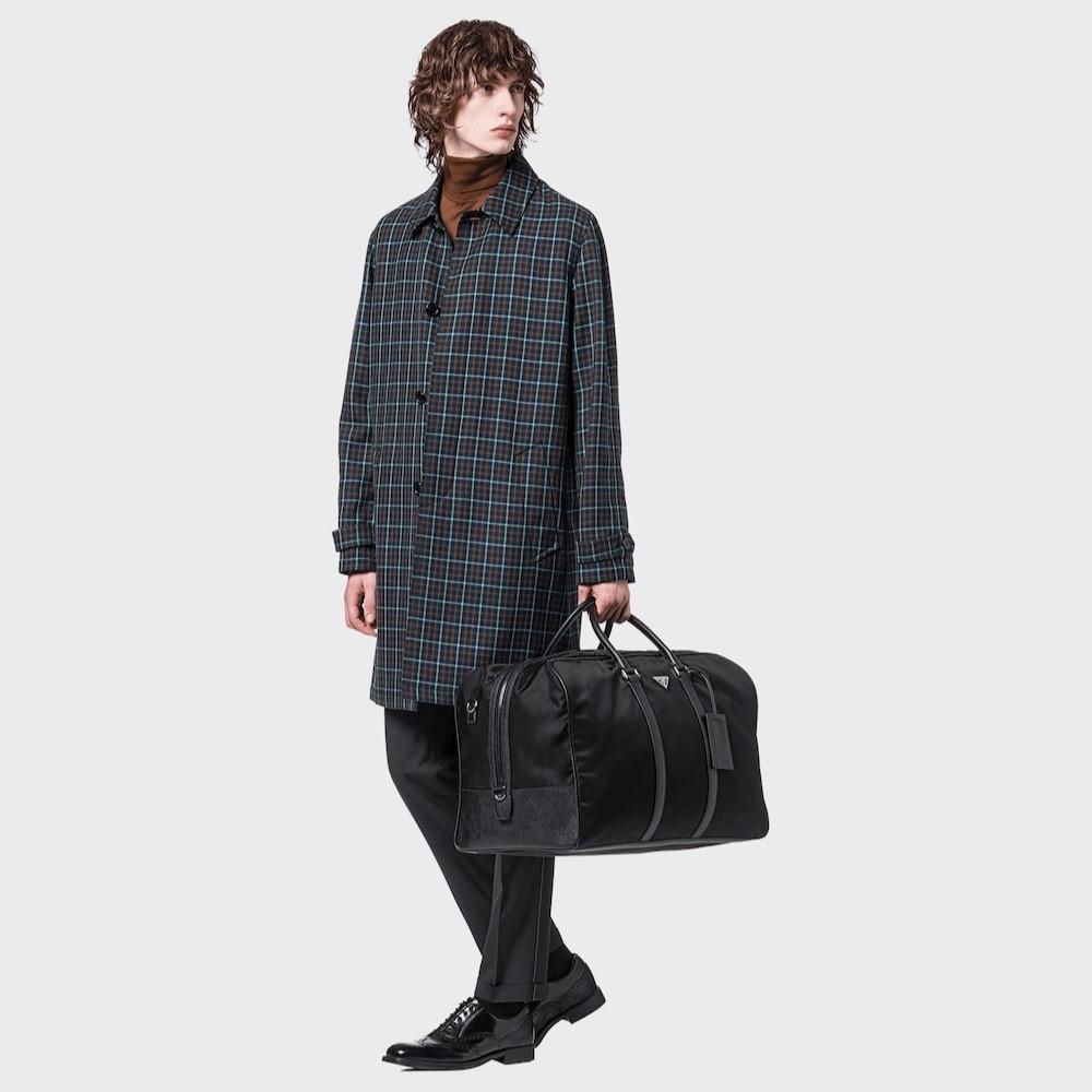 Sac à bandoulière en cuir et re-Nylon Prada pour hommes 21.7in/55cm 2VC013 2DMH F0002 V SOO