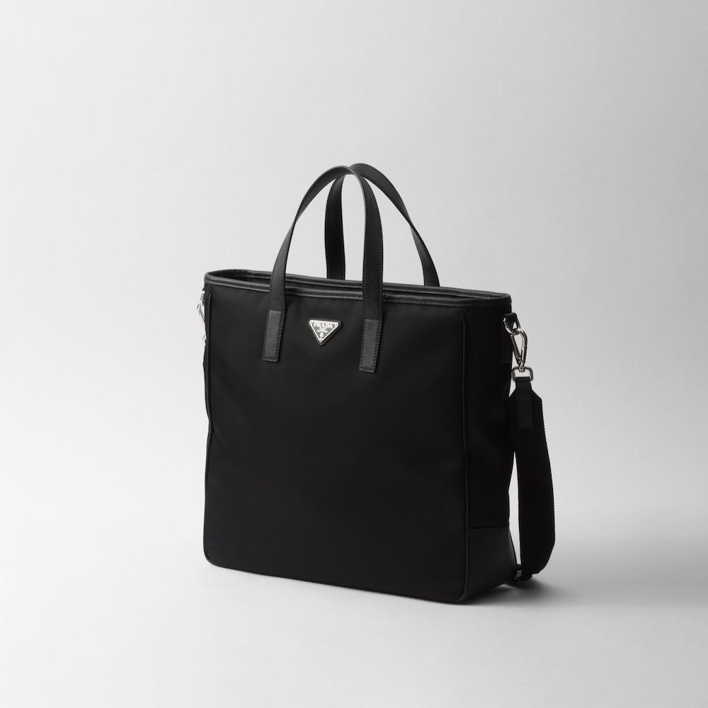 Prada Re-Nylon And Saffiano Leather Tote Bag Black For Men 14.2in/36cm 2VG064_2DMH_F0002_V_XOO