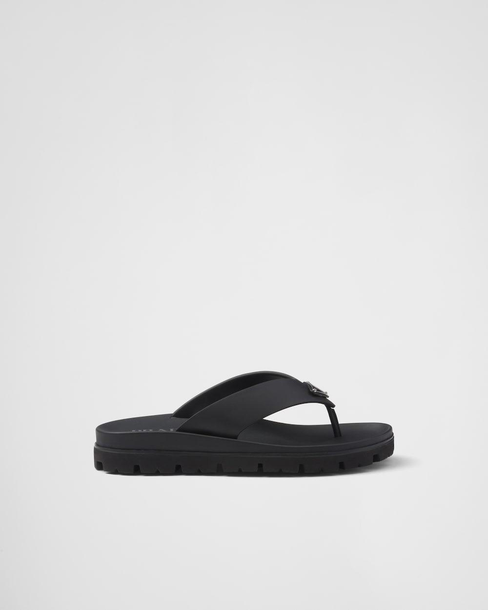String en caoutchouc Prada Sandal noir pour hommes