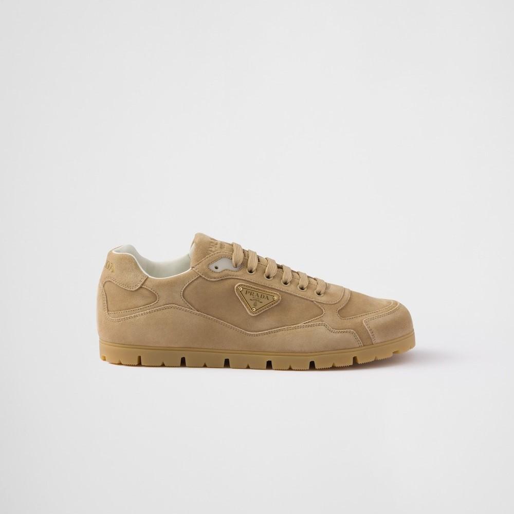 Prada Trail Faded Suede Sneakers Ecru For Men 2EG459_Z5O_F0379_F_G000