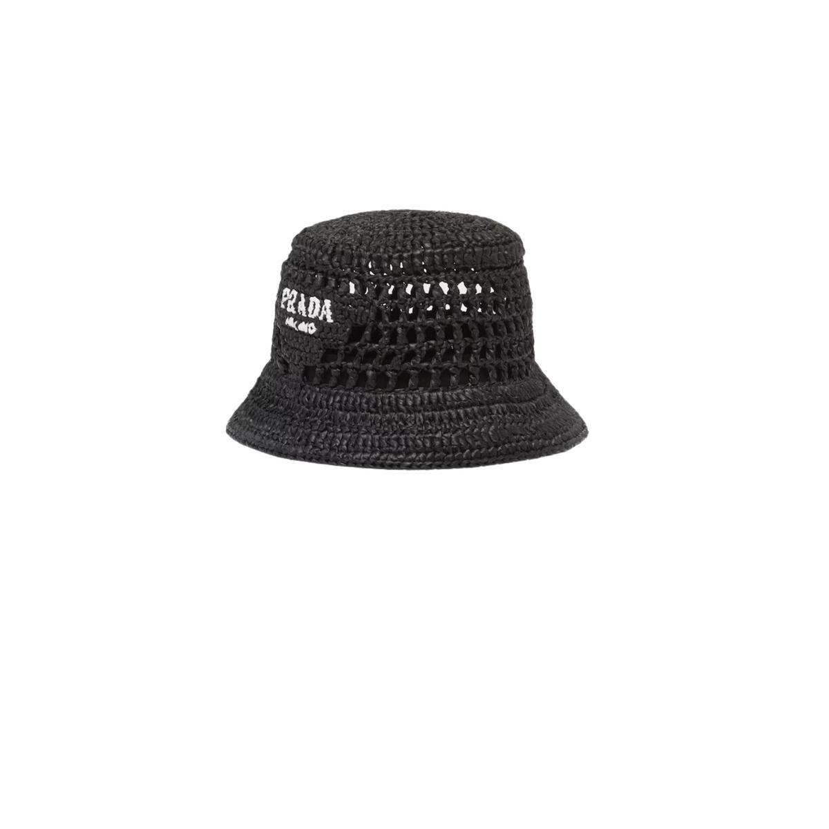Chapeau de seau en tissu de Prada Woven noir pour femmes 1HC137 2A2T F0002