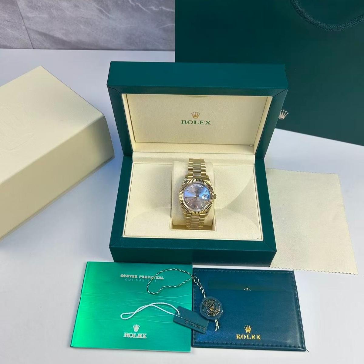 Rolex Day-Date 40 Watch Gold Toned Silver Dial 40mm For Men