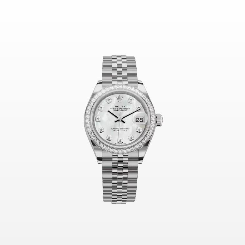 Rolex Lady-Datejust Watch Silver Toned White Pearl Dial 28mm For Women 279384RBR-0011