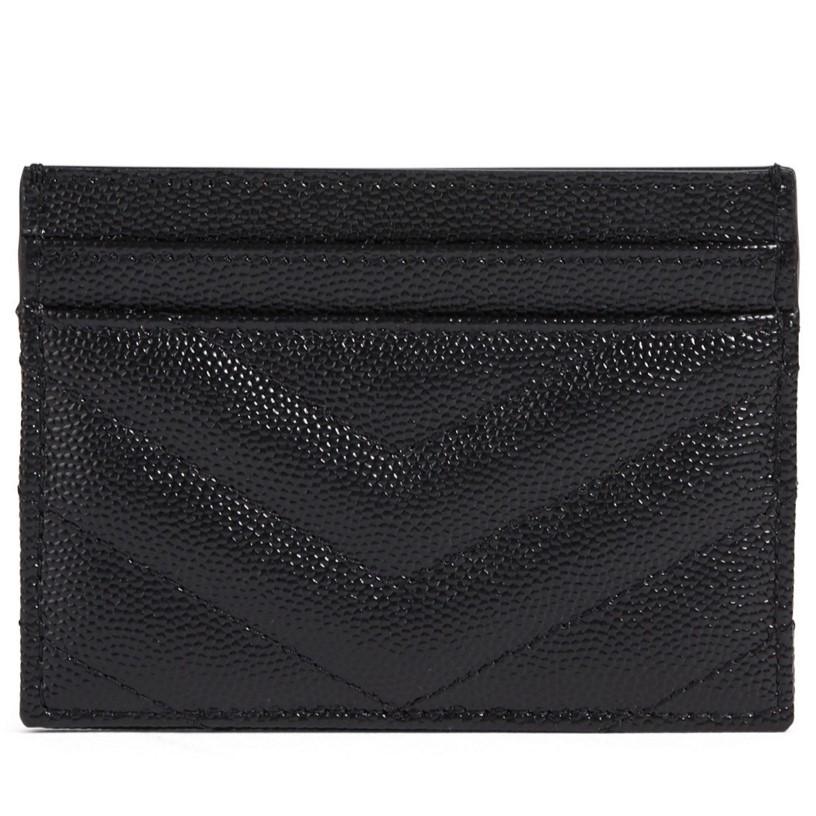 Saint Laurent Cassandre Matelasee Card Case 4.1in/ 10.5cm Black Black Hardware For Women
