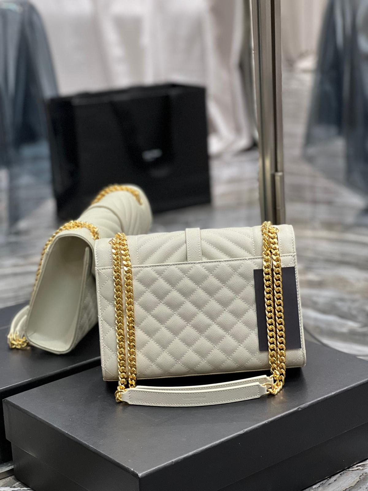 Saint Laurent Envelope Medium Chain Bag White For Women, Women's Bags 9.4in/24cm YSL