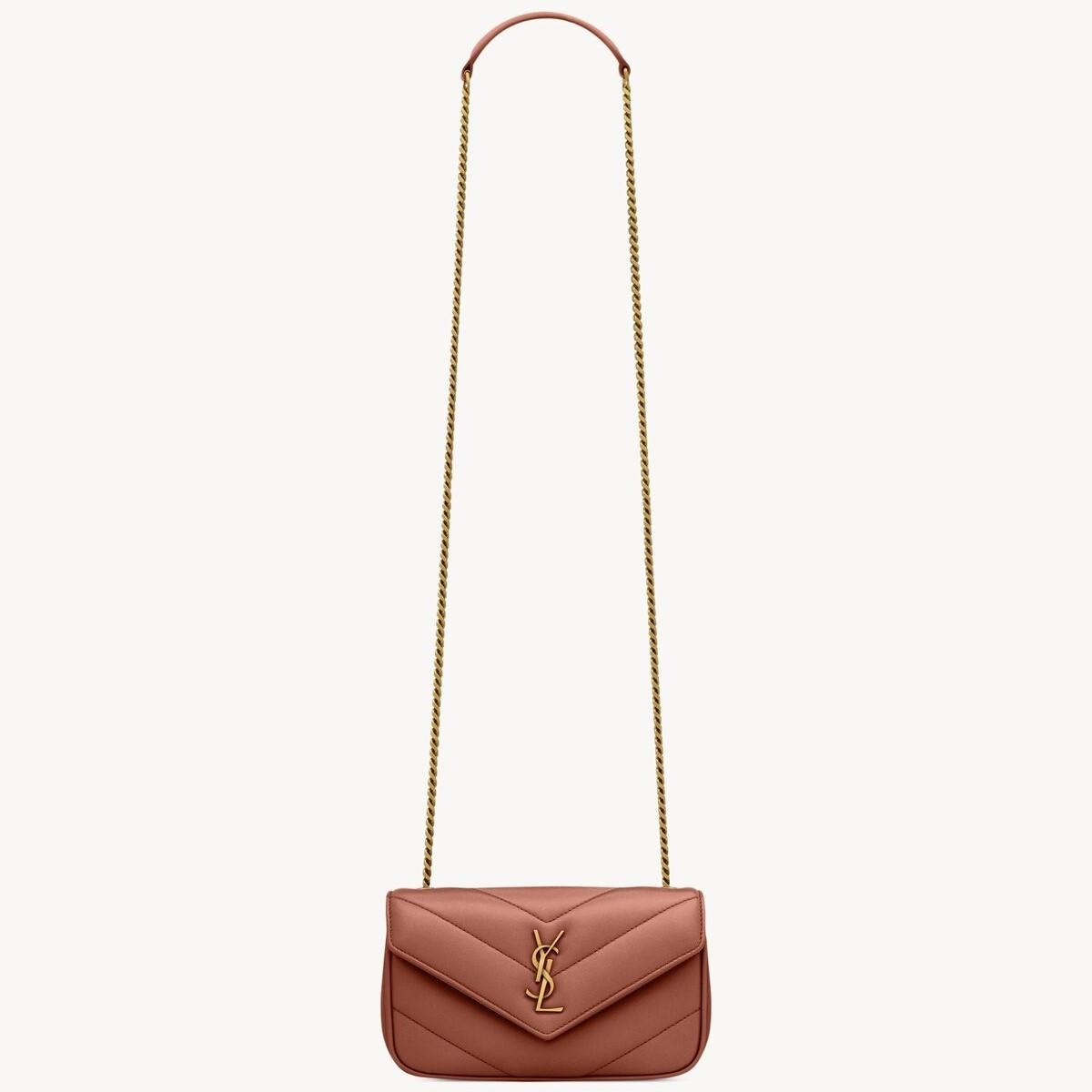Saint Laurent Loulou Mini Shoulder Bag 7.9in/ 20cm Hortensia Gold Hardware For Women 821749AAEAX5036
