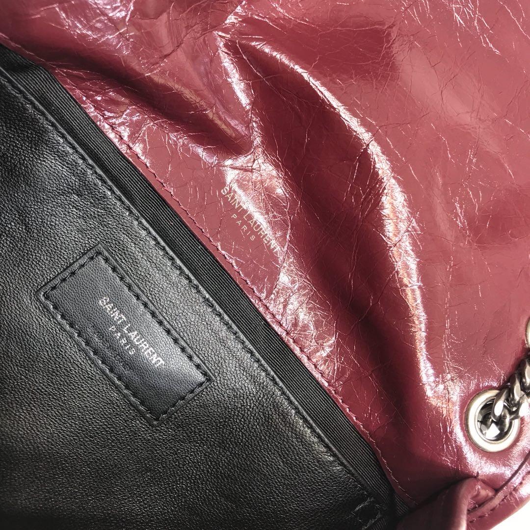 Saint Laurent Niki Baby Chain Bag In Crinkled Vintage Burgundy For Women 8.2in/21cm YSL 6331600EN046475