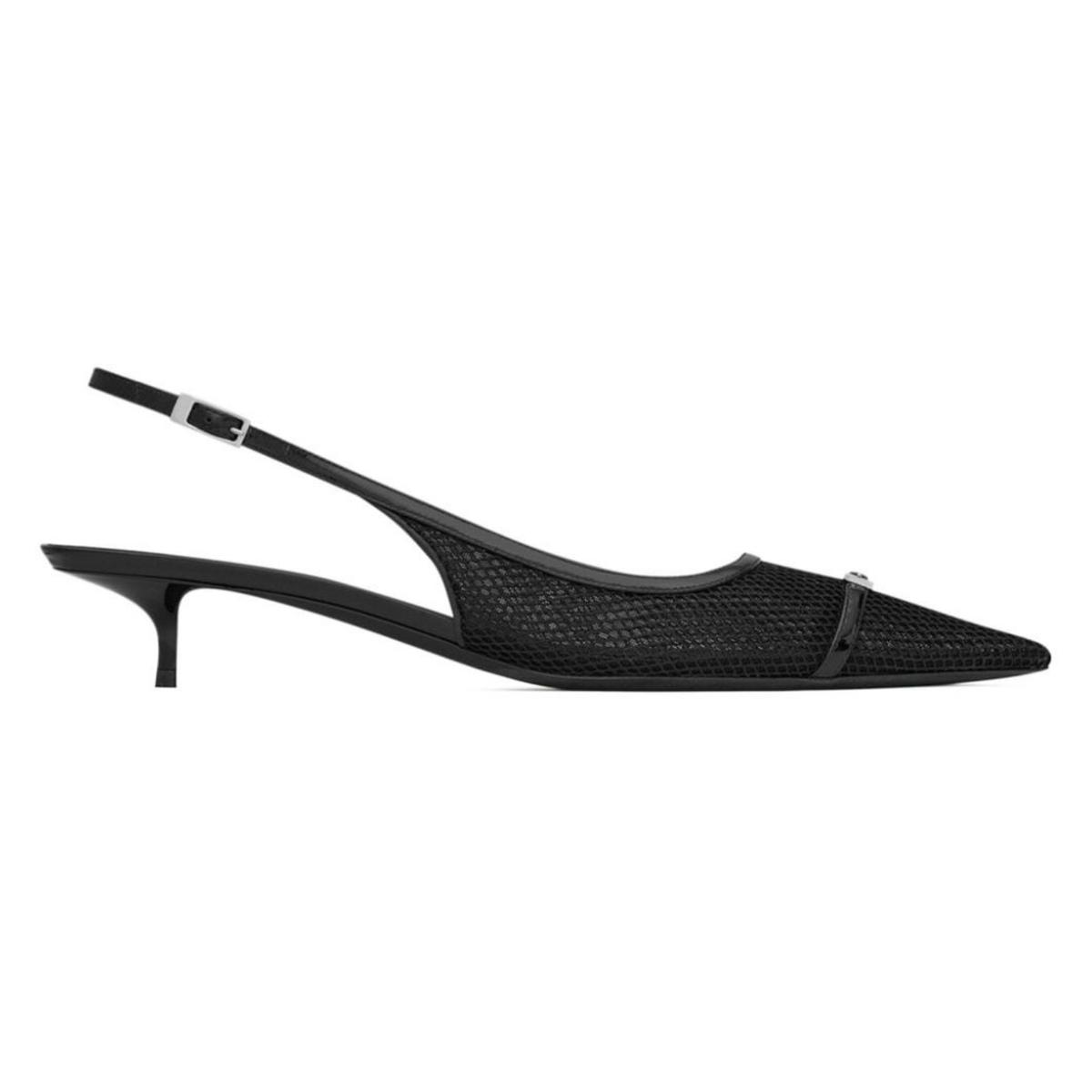 Saint Laurent Slingback Mesh Pumps Black For Women 763171AACSW1000