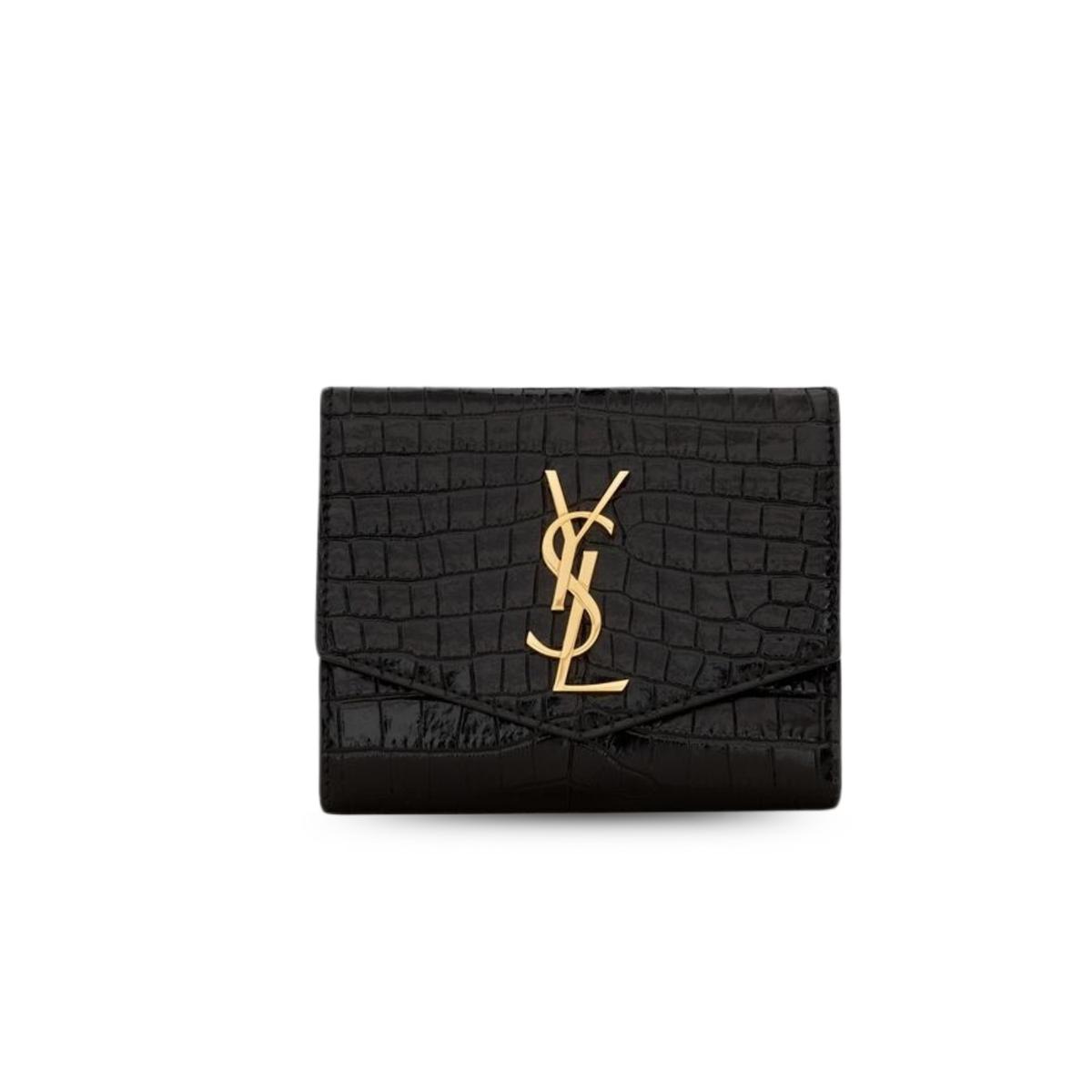 Saint Laurent Uptown Compact Wallet Black For Women 4.7in/12cm
