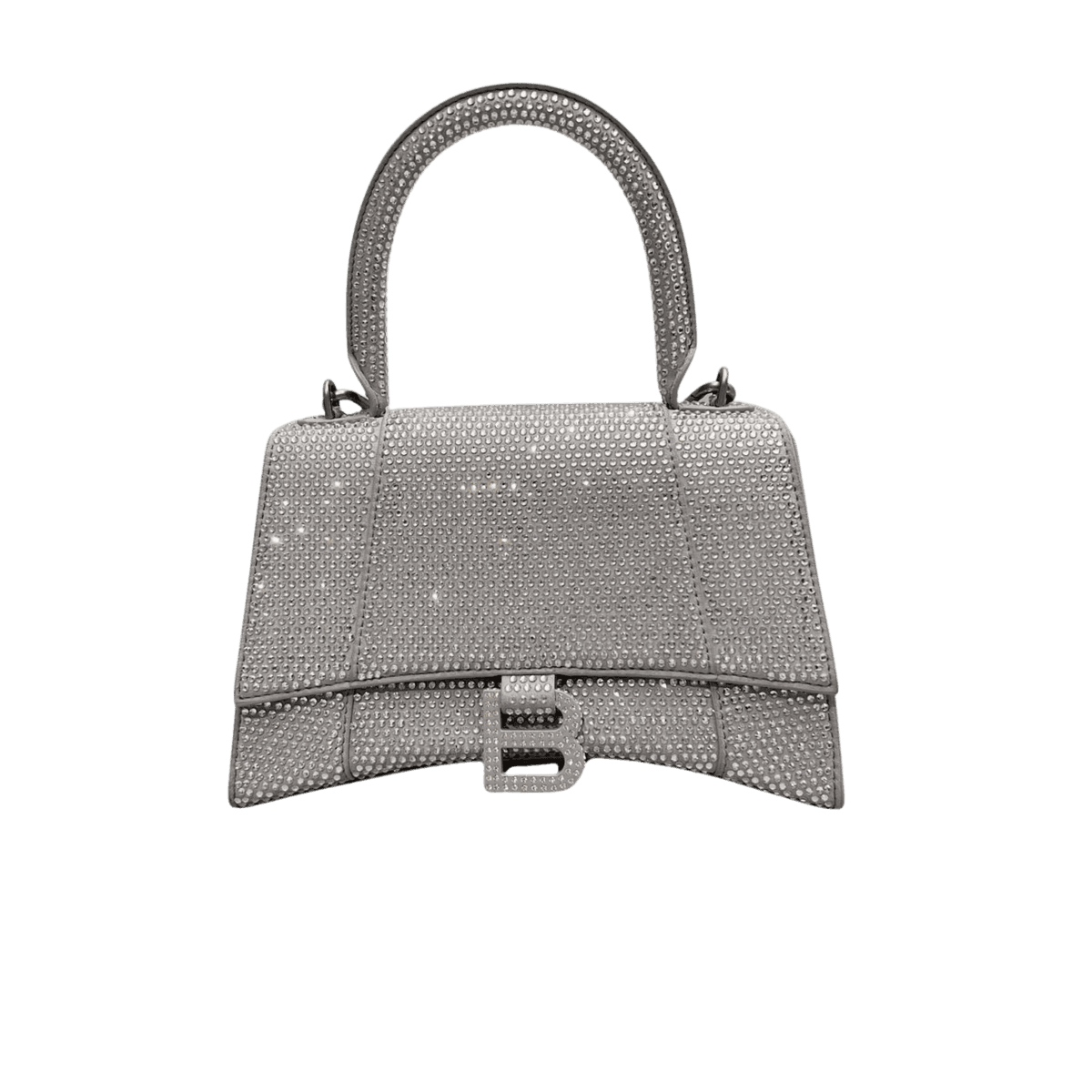 Balenciaga Hourglass With Rhinestones Small Top Handle Bag 9.4in/ 24cm Grey For Women