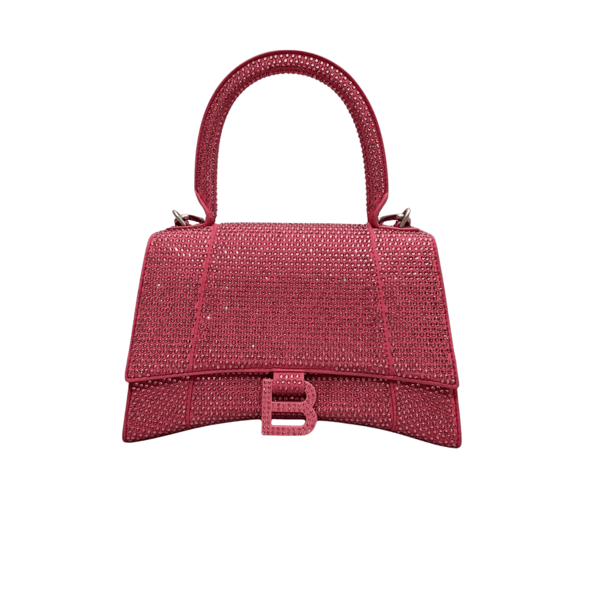 Balenciaga Hourglass With Rhinestones Small Top Handle Bag 9.4in/ 24cm Pink For Women