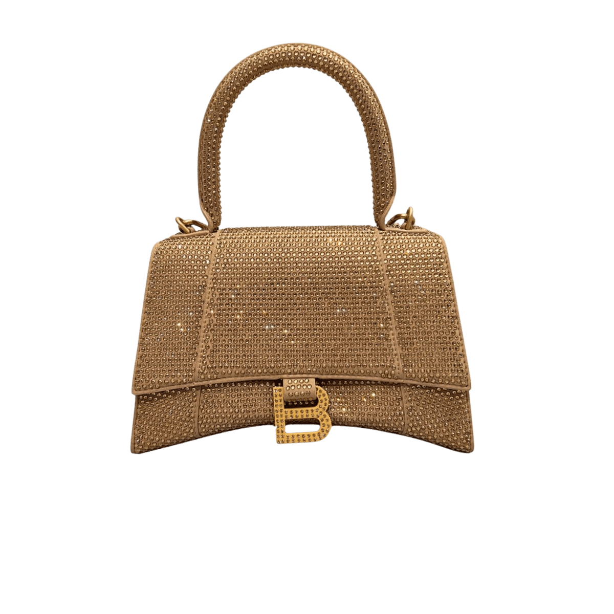Balenciaga Hourglass With Rhinestones Small Top Handle Bag 9.4in/ 24cm Yellow For Women