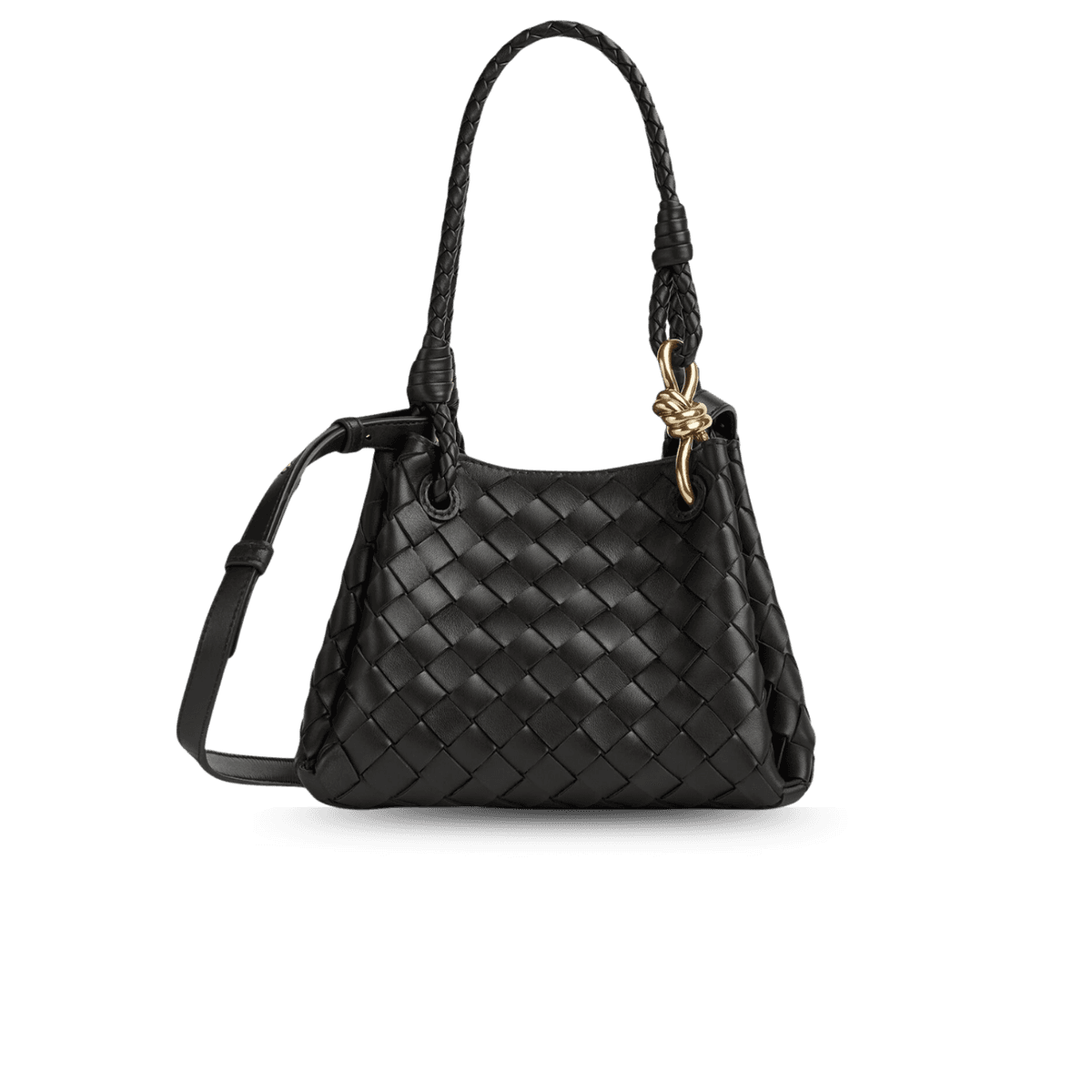 Bottega Veneta Parachute petit sac d'épaule 7.9in/ 20cm Black Gold Hardware pour femmes 796569VCPPT1019
