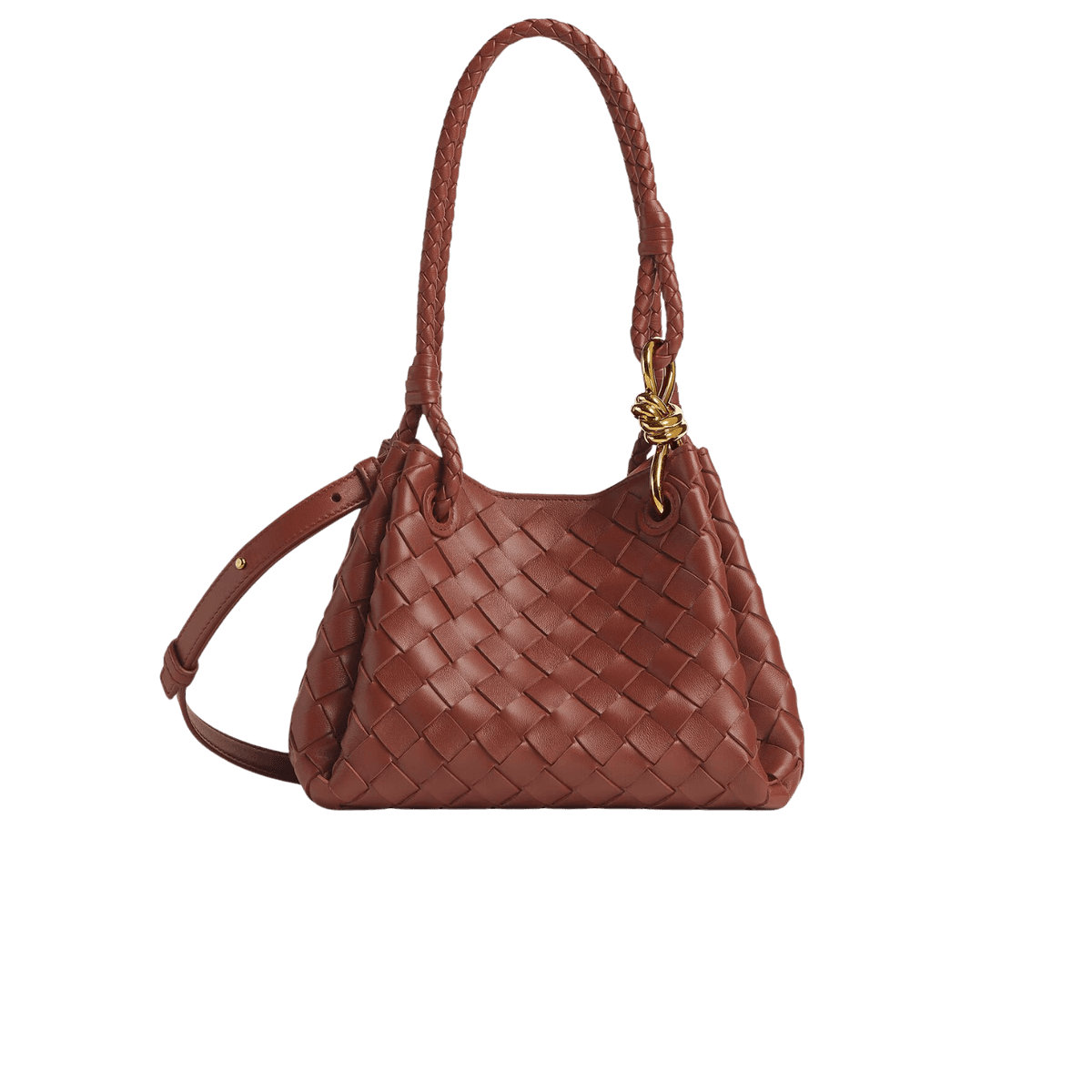 Bottega Veneta Parachute Small Shoulder Bag 7.9in/ 20cm Sapele Gold Hardware For Women 796569VCPPT2506