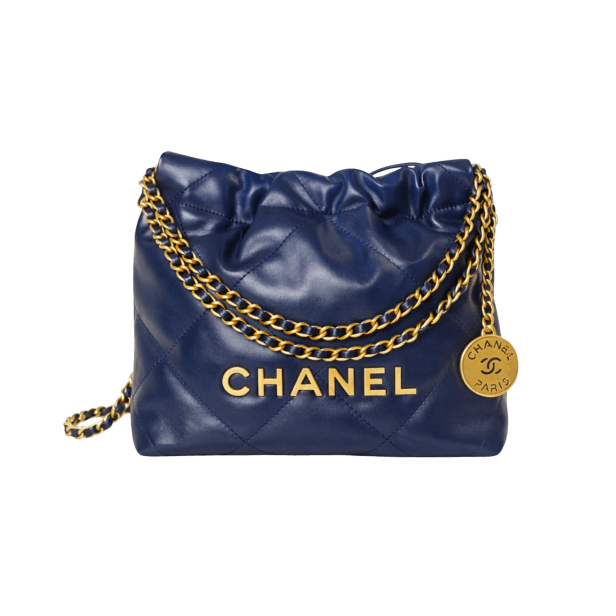 Chanel 22 Mini Shouler Sac 7.5in/ 19cm Marine Bleu Or Matériel pour femmes -