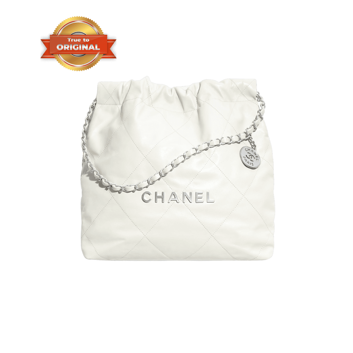 Chanel 22 Mini sac à épaule 7,1 po/ 18 cm Matériel en argent blanc pour les femmes -