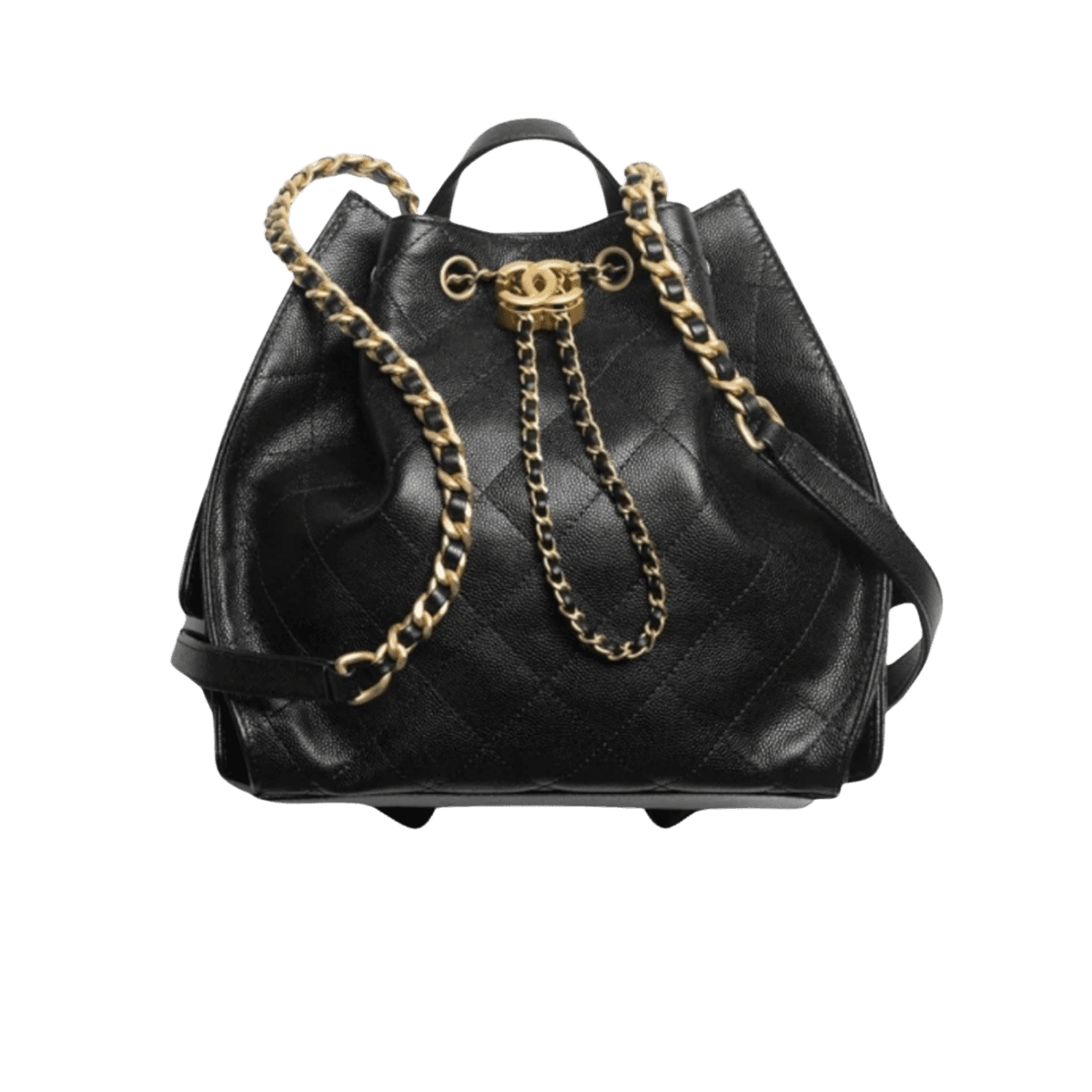 Chanel 25 petit sac à dos 9.1in/ 23cm Black Gold Hardware pour femmes AS5600 B20304 94305