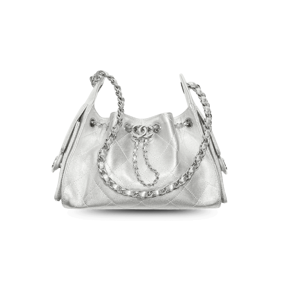 Chanel 25 Mini Sac à épaule 8,7 po/ 22 cm Argenty Métallique Argent Matériel pour femmes AS5631 B22716 U5341