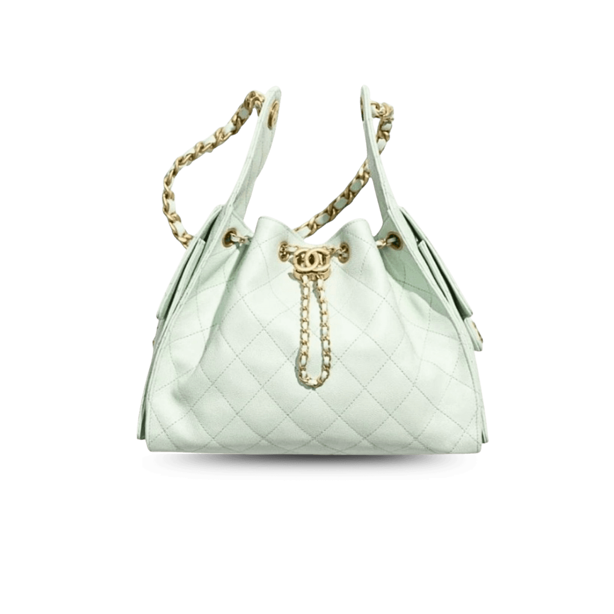 Chanel 25 Petit sac d'épaule 10.2po/ 26cm Matériel en or vert clair pour femmes AS5293 B20304 NAGER