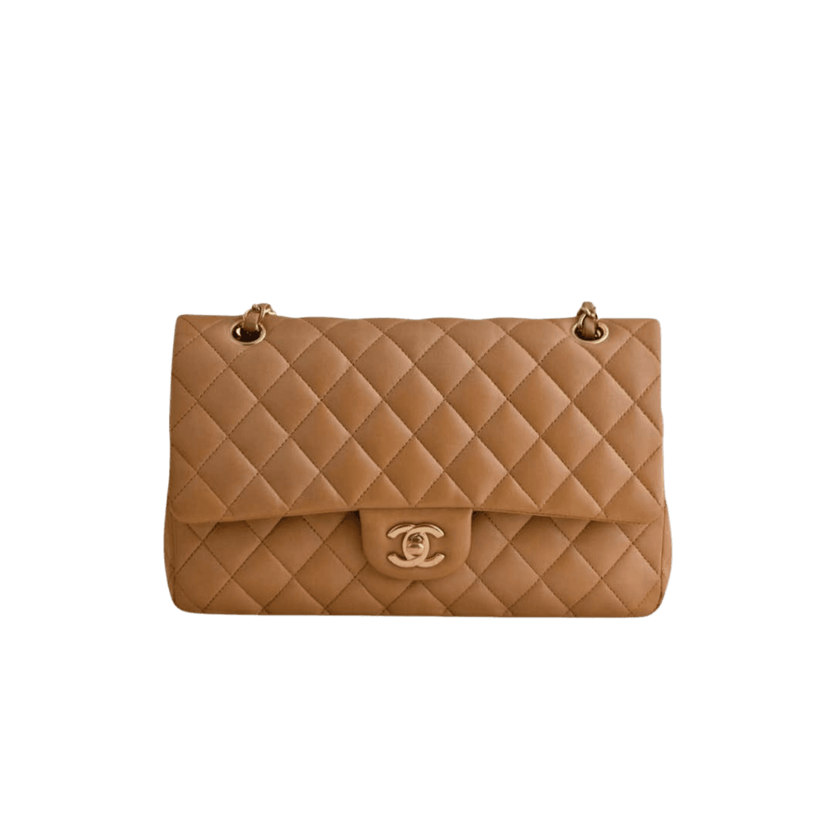 Chanel Classic Crossbody Sac en or beige foncé 9.8po/ 25cm pour les femmes