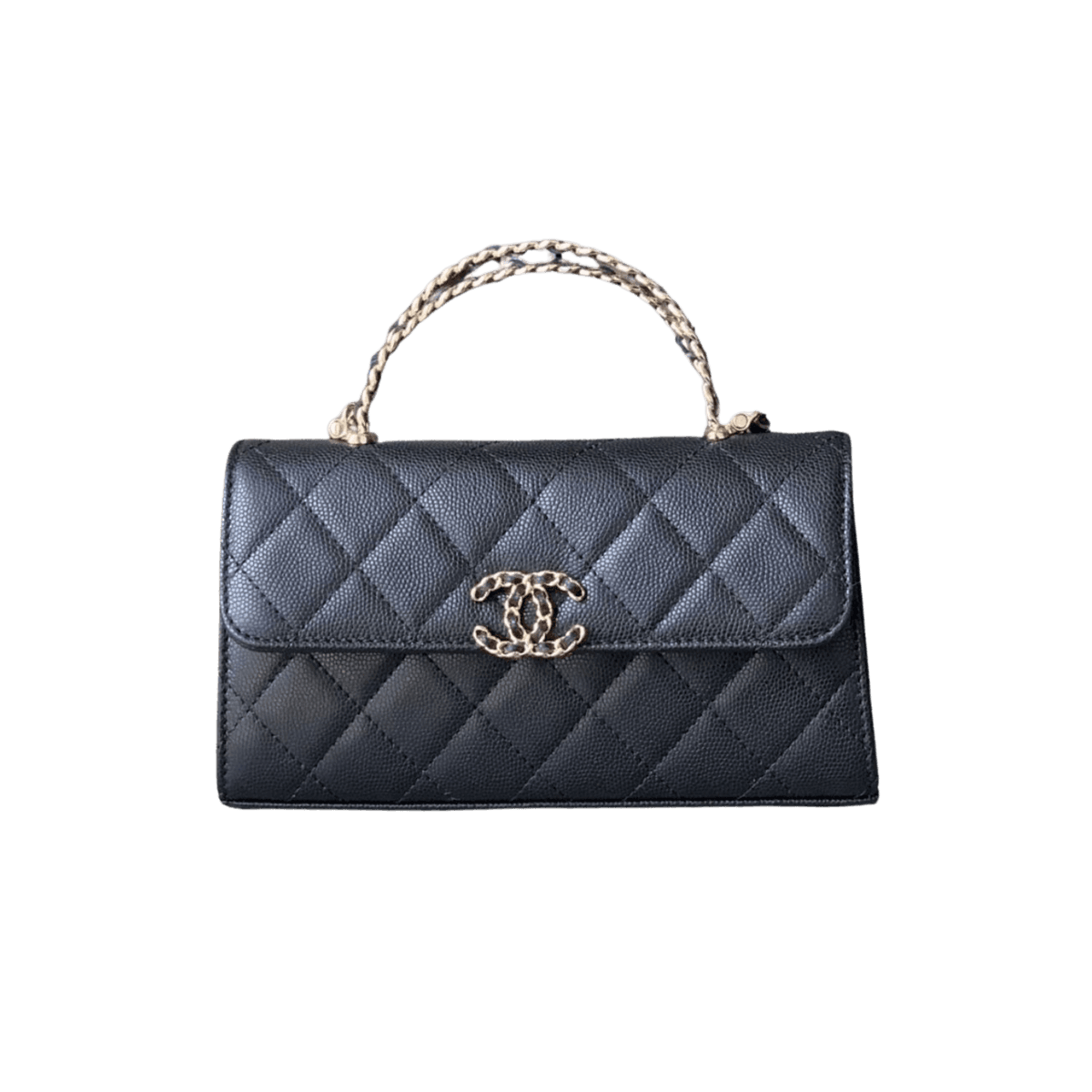 Chanel Flap porte-bag téléphone avec chaîne Crossbody 7.1in/ 18cm Black Gold Hardware pour les femmes