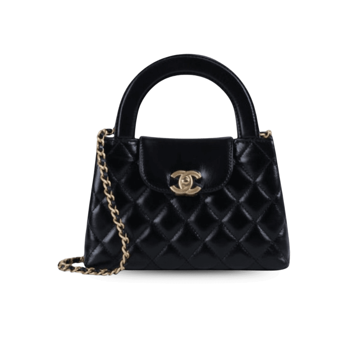 Chanel Kelly Top Poignée Sac 7.8in/ 19cm Hardware en or noir pour les femmes -