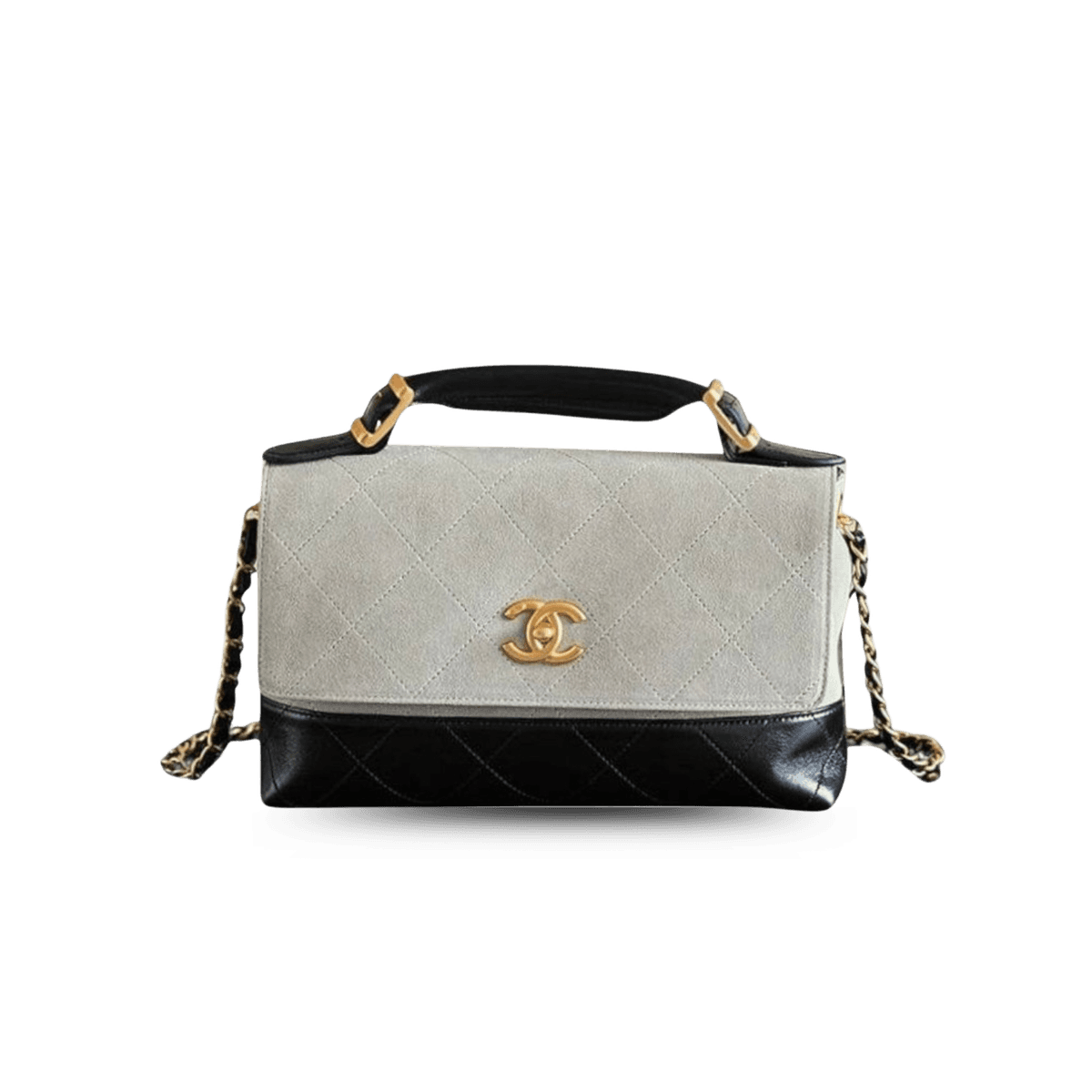 Chanel Flap Bag Large Crossbody 11,4po/ 29cm Gray/ Black Gold Hardware pour femmes