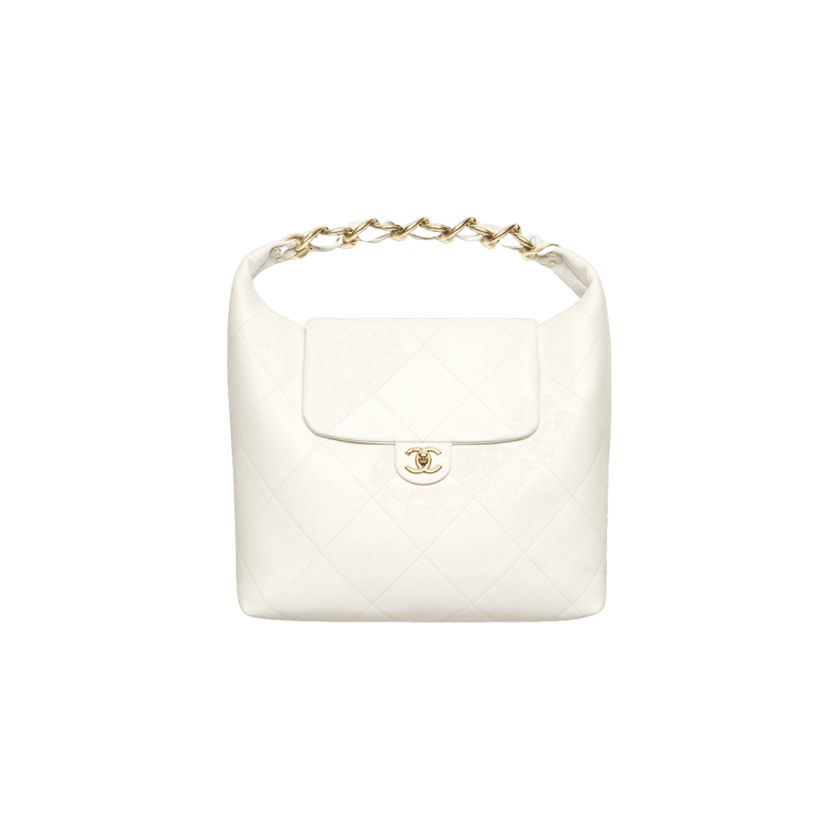 Sac à épaule Chanel Maxi Hobo 18.5 po/ 47cm quincaillerie en or blanc pour femmes AS5838-B22140-10601
