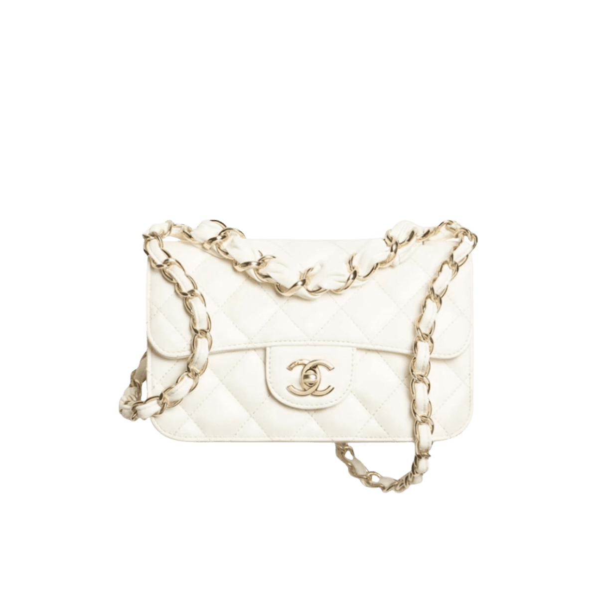 Chanel Mini Flap Sac Poignée supérieure 7.9po/ 20cm Hardware en or blanc pour femmes AS5670-B21344-U3527