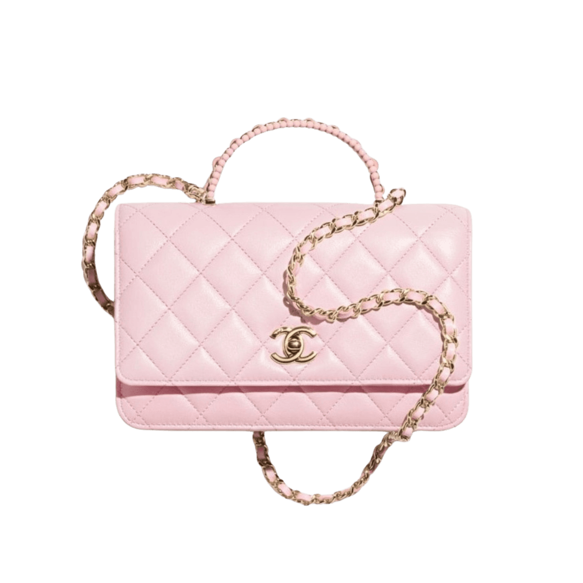 Porte-monnaie Chanel sur la chaîne Crossbody Bag 7.6in/ 19cm Matériel en or rose clair pour femmes AP4451 B19409 NADOE