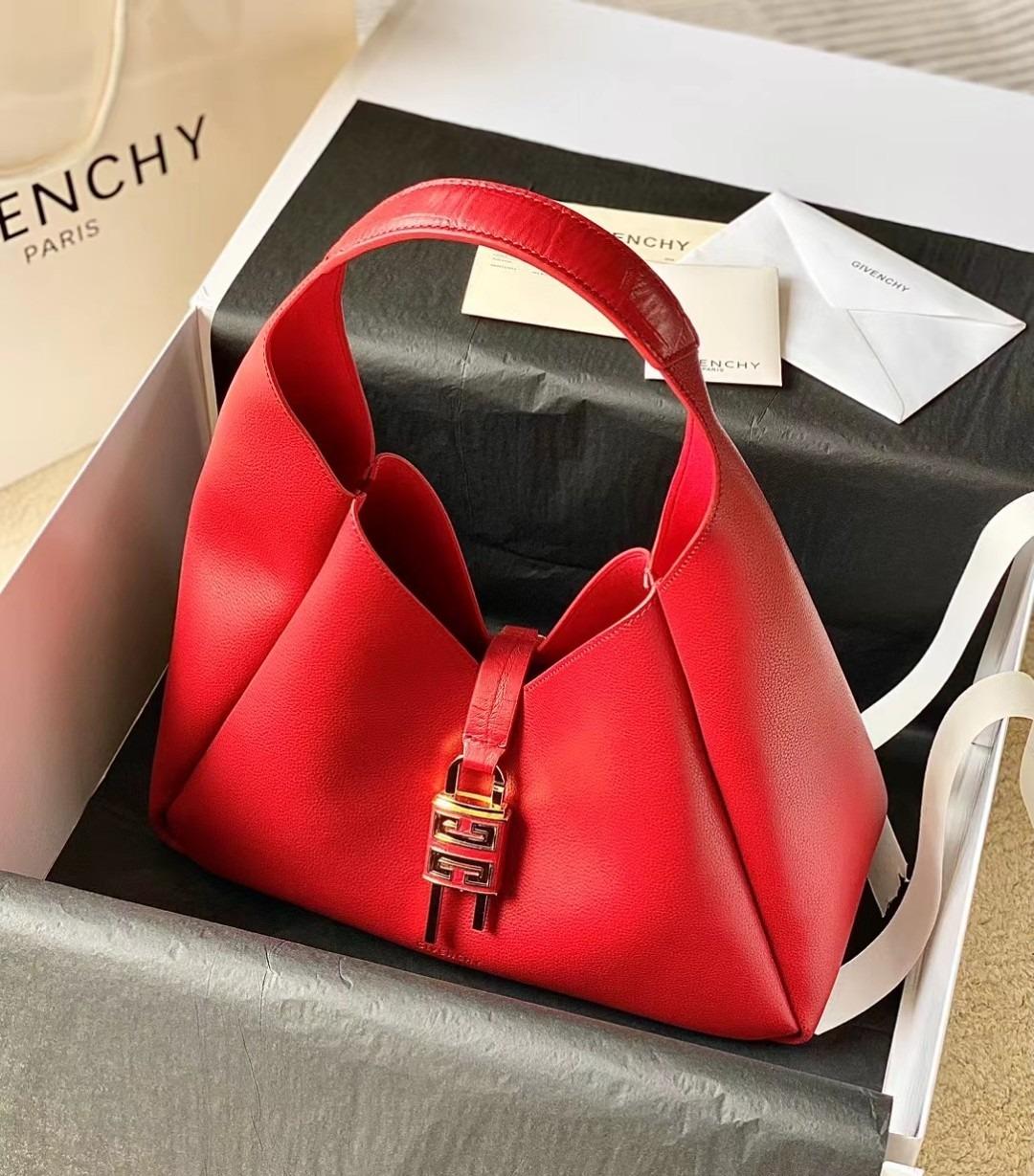 Givenchy Mini G Hobo Shoulder Bag 9.8in/ 25cm Red Gold Hardware For Women BB50QNB1M2-801