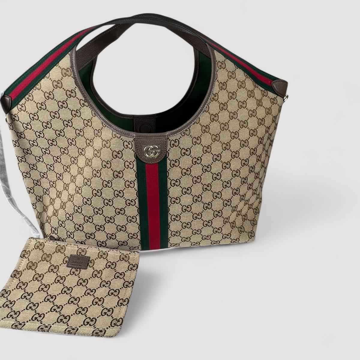 Gucci Giglio Grand sac de rangement 21.3in/ 54cm Beige/ Brown Gold Hardware pour femmes 853971 FAFFP 2547