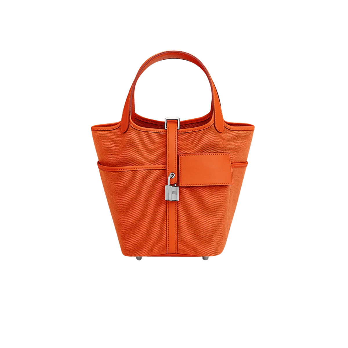 Hermes Picotin Lock 18 Pocket Top Handle Bag 7.1in/ 18cm Orange Silver Hardware For Women H083189CKAL