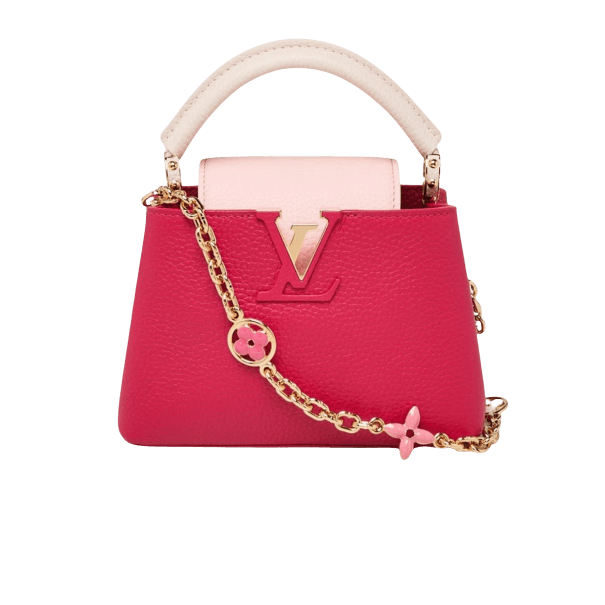 Louis Vuitton Capucines Mini Top Handle Bag 8.3in/ 21cm Pink Gold Hardware For Women