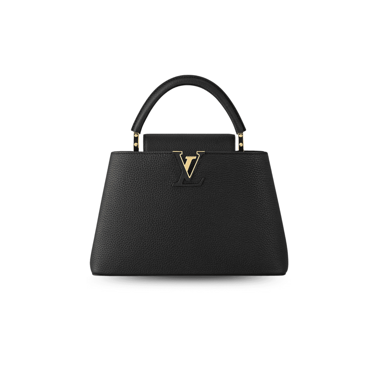 Louis Vuitton Capucines MM Top Handle Bag 12.2in/ 31cm Black Gold Hardware For Women M24727