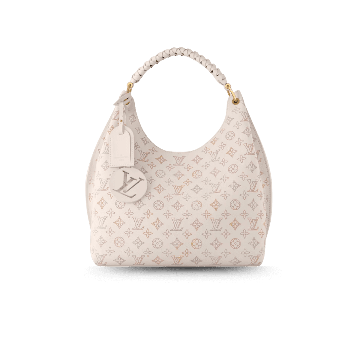 Louis Vuitton Carmel Mahina Top Handle Bag 13.8in/ 40cm Dream Cream Gold Hardware For Women M25894