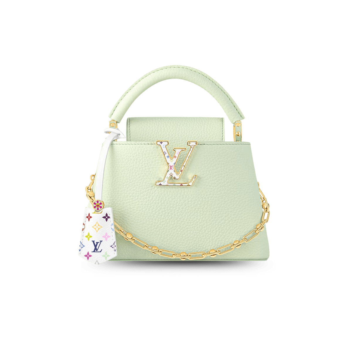 Louis Vuitton LV x TM Capucines Mini Top Handle Bag 8.3in/ 21cm Vert d’Eau Green For Women M14101