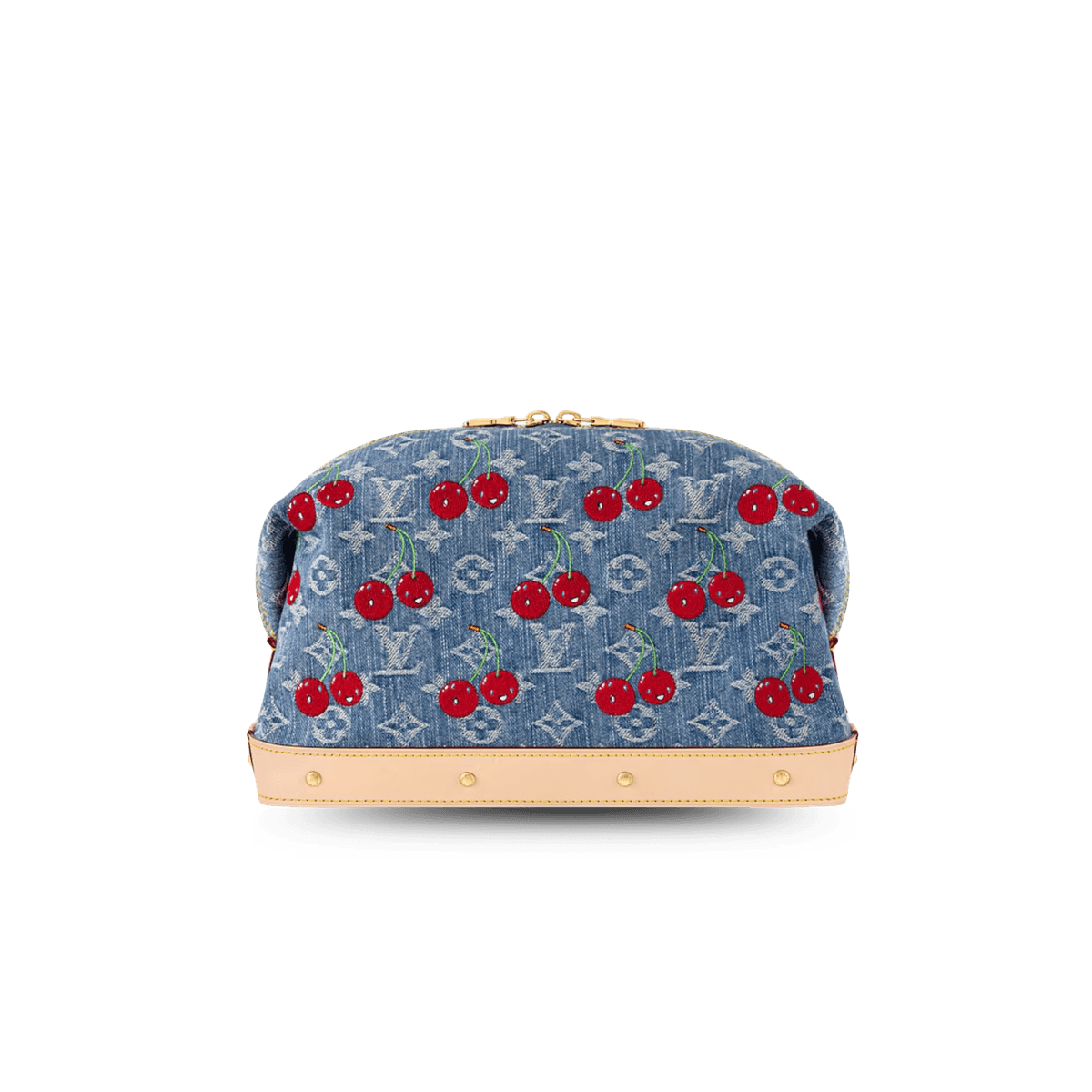 Louis Vuitton LV x TM Cosmétique Pochette GM 10.6in/ 27cm Cerise Denim Or Matériel pour femmes M13893