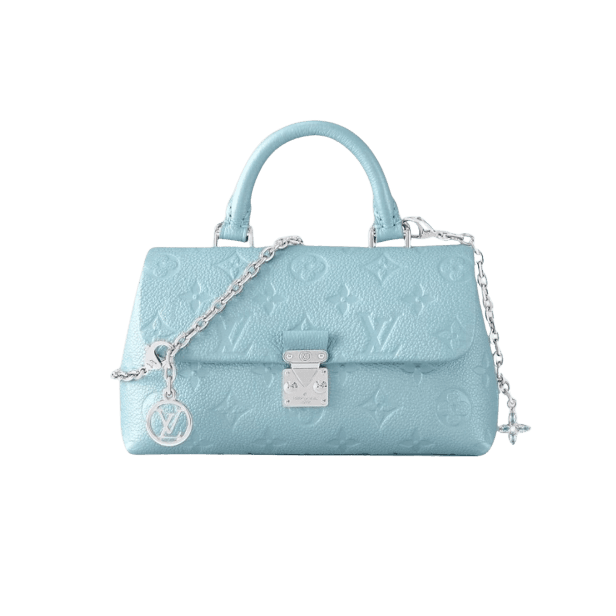 Louis Vuitton Nano Madeleine Top Poignée Sac 8.3in/ 21cm Azur Frost Silver Hardware pour femmes M12211