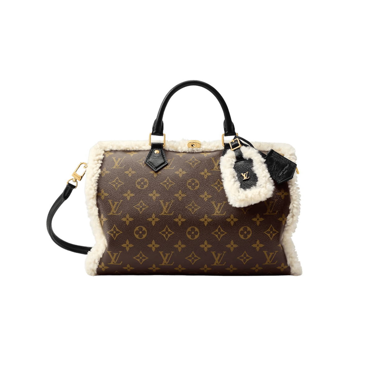 Louis Vuitton Speedy Soft 30 Teddy Bag Top Poignée 11,8po/ 30cm Monogram Brown Gold Hardware pour femmes M26326