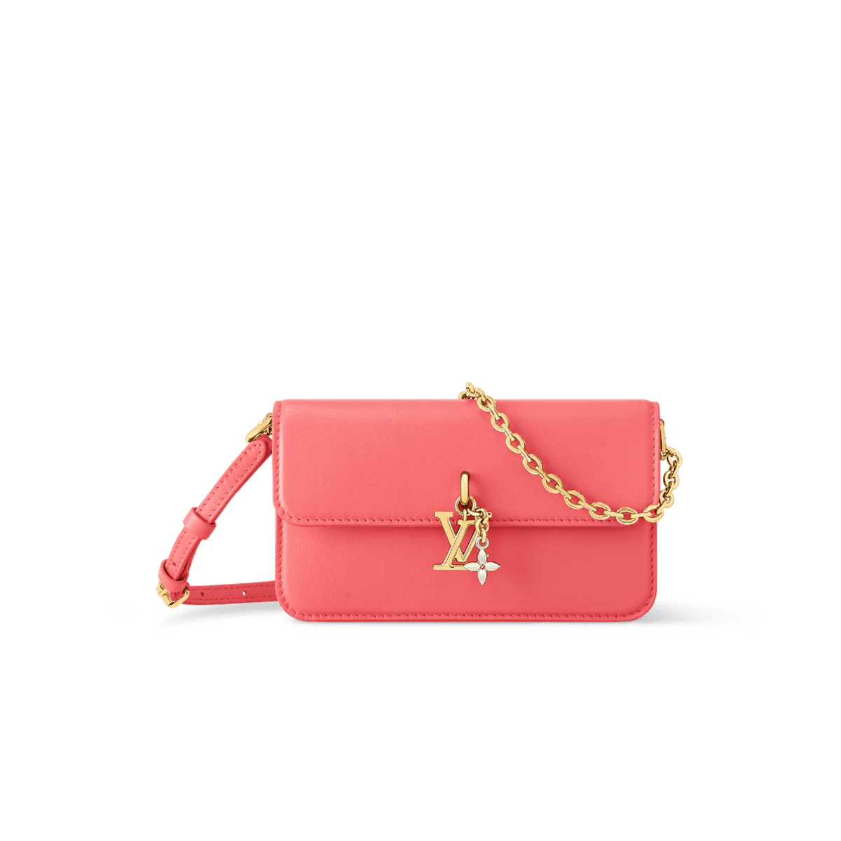 Louis Vuitton Wallet On Chain LV Bloom Shoulder Bag 7.9in/ 20cm Sweet Coral Gold Hardware For Women M14548