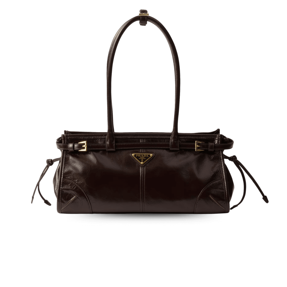 Prada Bonnie Medium Shoulder Bag 13in/ 32cm Dark Brown Gold Hardware 1BA426_2CYR_F01D6_V_MOO